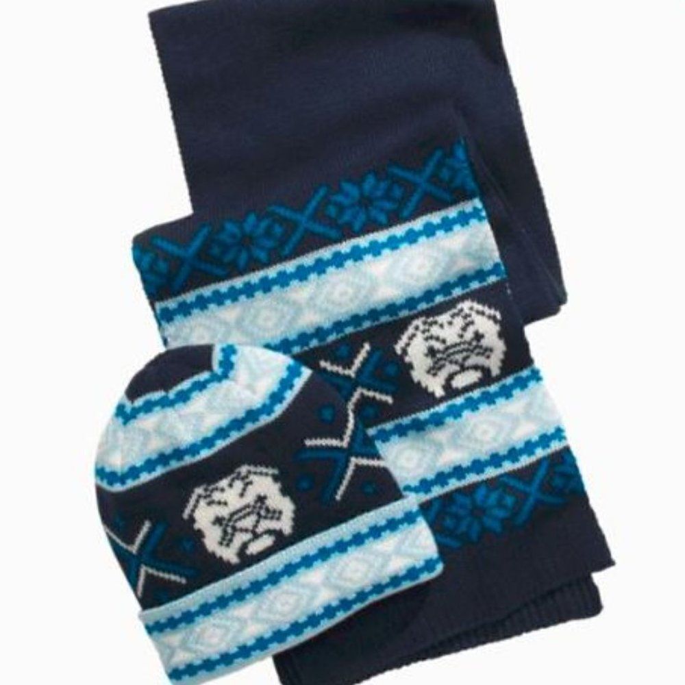 Clubroom Mens Bulldog Holiday Winter Hat & Scarf Set